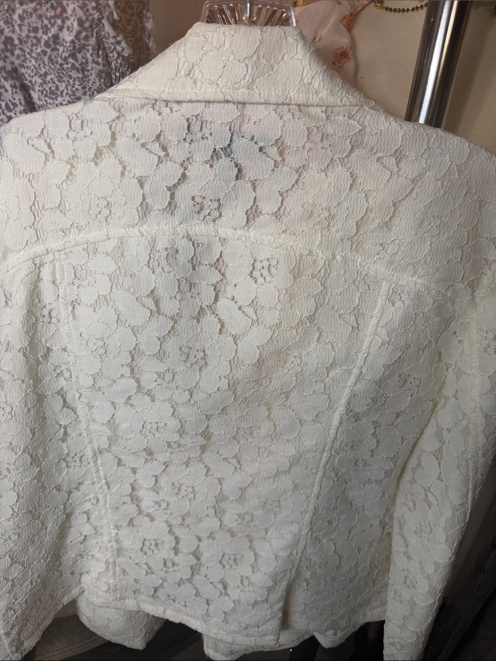 INC International Concepts White Lace Moto Jacket - Picture 5 of 5